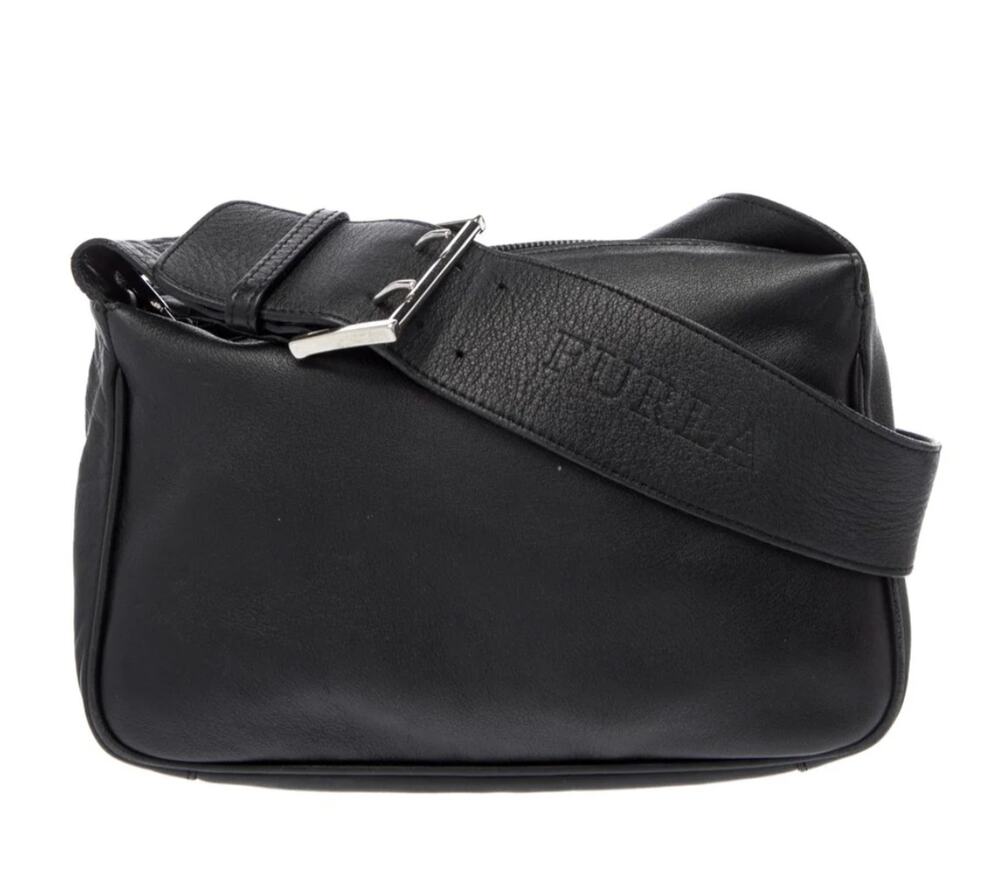 NWOT Furla Italian Leather Single Wide Strap Shoulder Bag in Black
